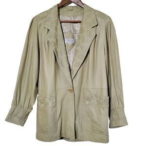 Cristiano Di Thiene Vintage Leather Jacket Size 42 Tan Cow Print Mens